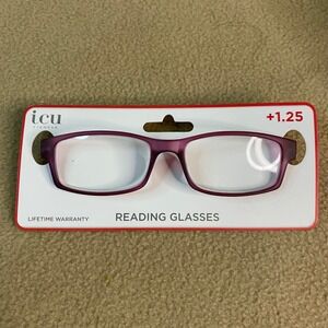 ICU Eyewear Reading Glasses +1.25 Matte‎ Plum Purple Magnifying Readers NEW